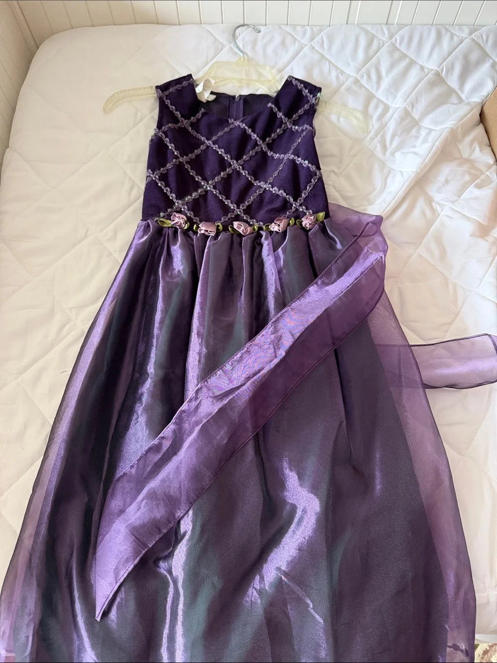 Bonnie Jean Purple Floral Waistline Party Dress